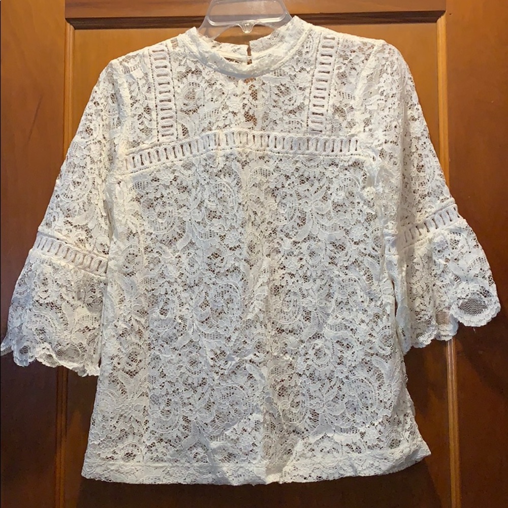 Loft cream/white lace shirt xs